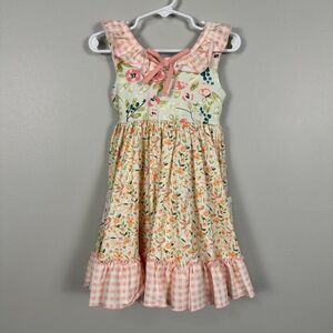 Sweethoney Girls 3T Dress Sleeveless Floral Bow Pink Gingham Fall Pockets